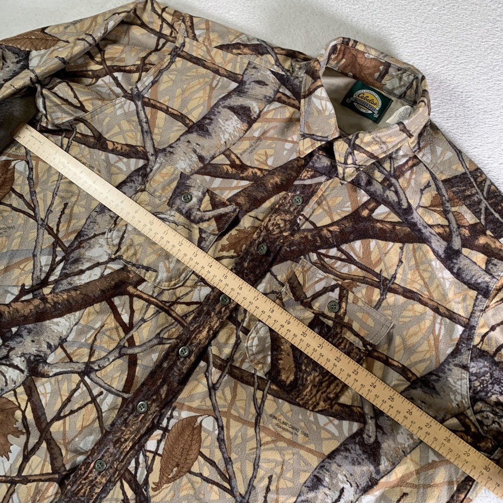 Vintage Cabelas Shirt Mens 3XL Brown Skyline Camo Long Sleeve Hunting 90s USA - Picture 6 of 11